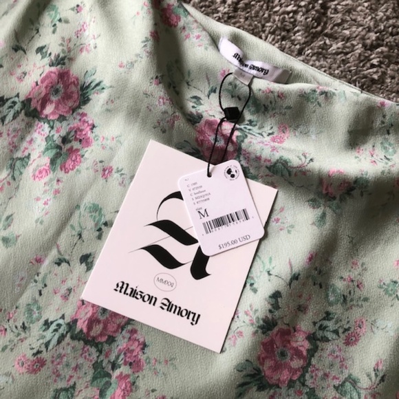 NWT Maison Amory Romance Slip Skirt - Green Floral - Picture 6 of 8